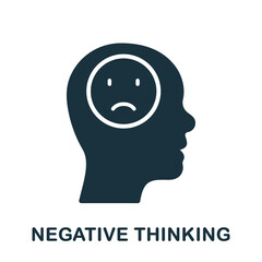 Negative Thinking Silhouette Icon. Pessimism, Frustration, Furious Expression Symbol. Mental Disorder, Bad Mood Glyph Pictogram. Unhappy Pessimistic Person Solid Sign. Isolated Vector Illustration