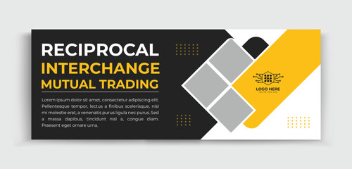 Cryptocurrency facebook cover photo design with creative shape or web banner for marketing business