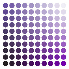 Fototapeta na wymiar Violet and purple color. Shades, tones, tints, color palette. Color circles isolated on white background, Color study.