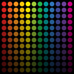 Color spectrum to dark color. Color study. Color Shades saturation tints. Color scheme palette isolated on black background.