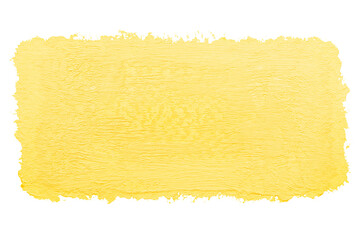 Cutout yellow brush texture. Handmade brush stroke.