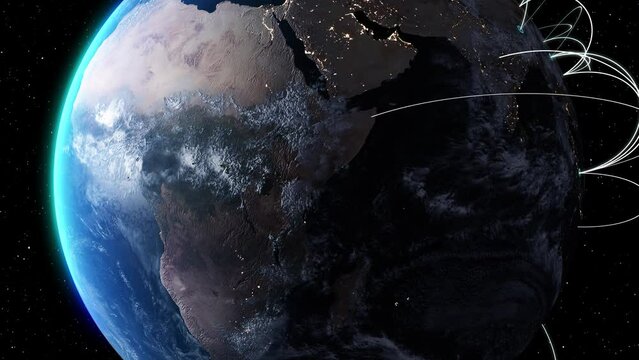 Global business concept of connections and information transfer in the world from singapore