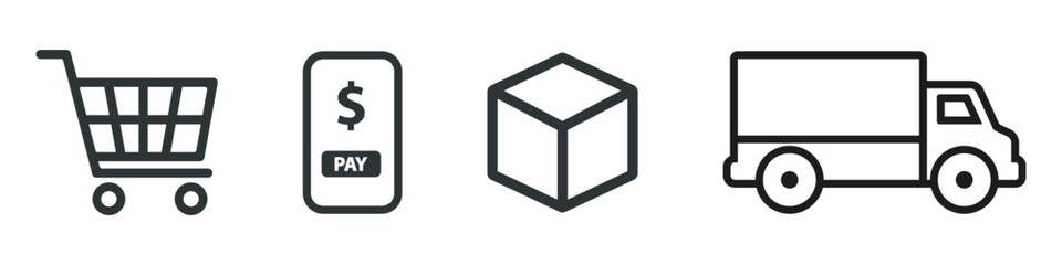 Online shopping and delivery icon way