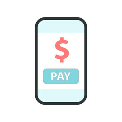 Smartphone with pay button. flat style