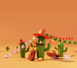 Cinco de mayo background. Mexico event holiday. 3d rendering