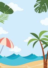 Fototapeta na wymiar Bright and shaded atmosphere summer sea background illustration