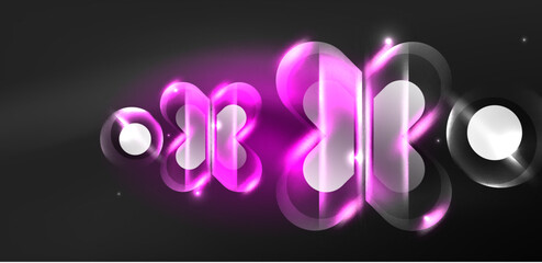 Abstract background glowing neon light geometric shapes. Space cosmic or magic energy vector wallpaper For Wallpaper, Banner, Background, Card, Book Illustration, landing page