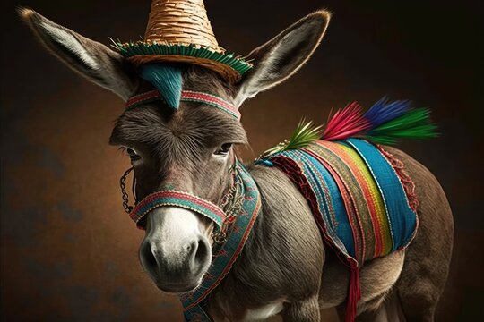 Cinco de Mayo Donkey. Generative AI.