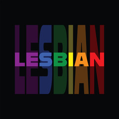 Word lesbian square social media post layout with colored rainbow palette, LGBTI community flag, symbol and pride, elegant and clean advertising for social networks