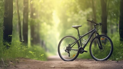 Naklejka na ściany i meble beautiful landscape image with Bicycle at park. Generative Ai.