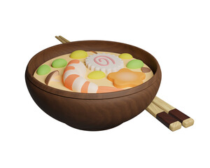 Traditional japanese food, chawanmushi, isolated on white background. 3d rendering