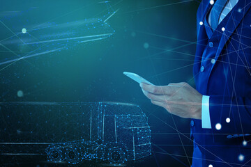 Jet Engine Augmented Reality Hologramm. Specialists Work in Technological Plane Development Facility.