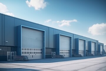Large distribution warehouse with doors for goods loading