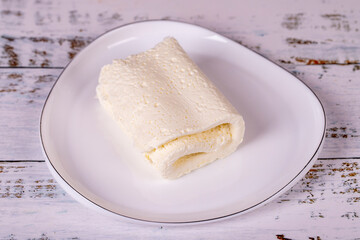 Cow's cream for breakfast. Fresh and organic clotted cream or butter cream. Milk product