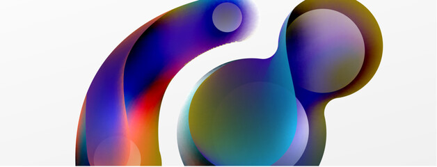 Fluid abstract background, round shapes and circle flowing design for wallpaper, banner, background or landing