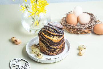 Easter cupcake cruffin with eggs. Easter