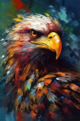 Fototapeta premium Portrait of an eagle. White-tailed eagle, sea eagle. Bird of prey, Aquarelle, watercolor illustration. Generative Ai.