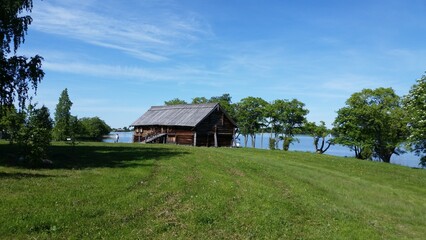 Peasant house on Lake Onega. Kizhi, Republic of Karelia, Russia.