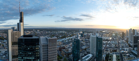 Naklejka premium Panorama of the Frankurt city skyline in Germany