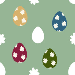 Easter egg seamless pattern Raster hand drawn allover print with floral eggs