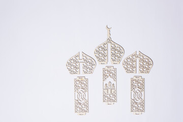 ramadan kareem or ied mubarak background isolated on white for islamic card