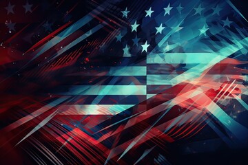 Fototapeta premium Independence day abstract background with elements of the American flag in dark blue colors