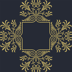 A square frame with gold and black color.