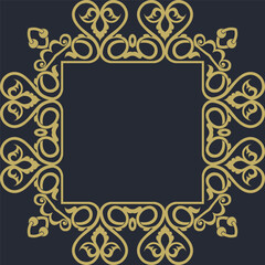 Square frame with a heart in gold on a dark background