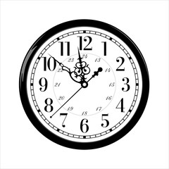 Retro clocks. Old clock faces with ornamental decoration - black and white design elements, vector illustration