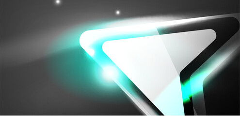 Neon glowing techno lines and arrows, hi-tech futuristic abstract background template