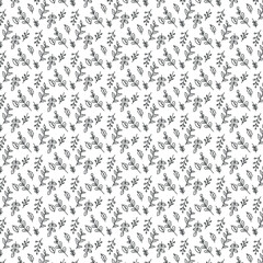 Seamless Floral Branch Pattern Hand-drawn