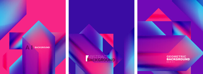Set of abstract backgrounds. Overlapping geometric elements composition. Vector Illustration For Wallpaper, Banner, Background, Card, Book Illustration, landing page