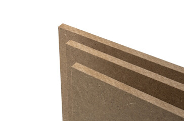 The boards of raw mdf stand upright.