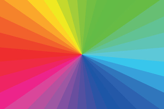 Rainbow rays radial background. Vector