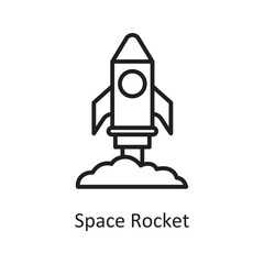 Space Rocket Vector Outline icon Design illustration. Gaming Symbol on White background EPS 10 File