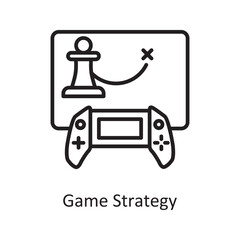 Game Strategy Vector Outline icon Design illustration. Gaming Symbol on White background EPS 10 File