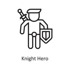 Knight Hero Vector Outline icon Design illustration. Gaming Symbol on White background EPS 10 File