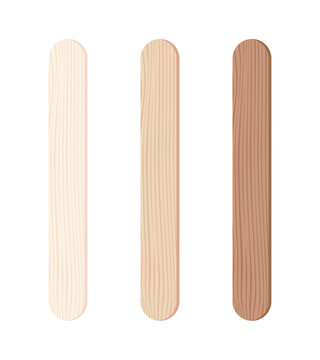 Wooden Chopstick Ice Cream Stick Tongue Depressor Vector Illustration Set