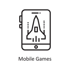 Mobile Games Vector Outline icon Design illustration. Gaming Symbol on White background EPS 10 File
