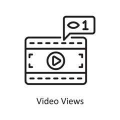 Video Views Vector Outline icon Design illustration. Gaming Symbol on White background EPS 10 File