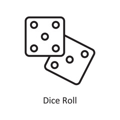  Dice Roll Vector Outline icon Design illustration. Gaming Symbol on White background EPS 10 File