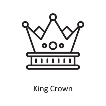 King Crown Vector Outline icon Design illustration. Gaming Symbol on White background EPS 10 File