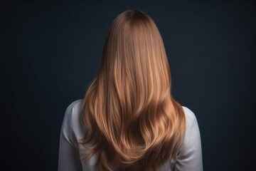 woman from behind with wonderful long hair that is freshly dyed balayage, ideas for hairstylists - Generative AI