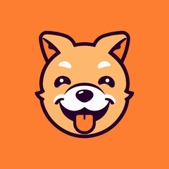 Cute adorable smiley puppy dog pet on orange background