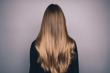 Fototapeta premium woman from behind with wonderful long hair that is freshly dyed balayage, ideas for hairstylists - Generative AI