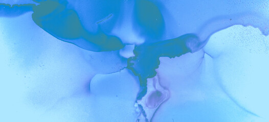 Fototapeta na wymiar Blue Pastel Fluid Water. Contemporary Paint