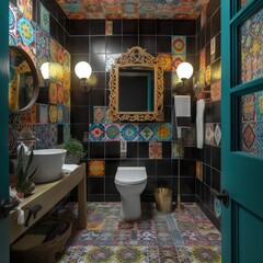 Artistic Bathroom with Bohemian and Modern Elements