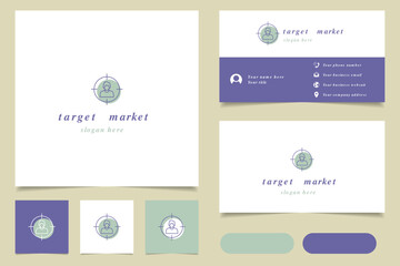Target market logo design with editable slogan. Branding book and business card template.