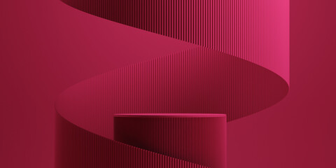 3d display stand background. 3d podium viva magenta color for product presentation. 3d rendering illustration.