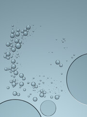 3D cosmetic background with blue liquid bubble, molecule inside. 3D rendering, illustration